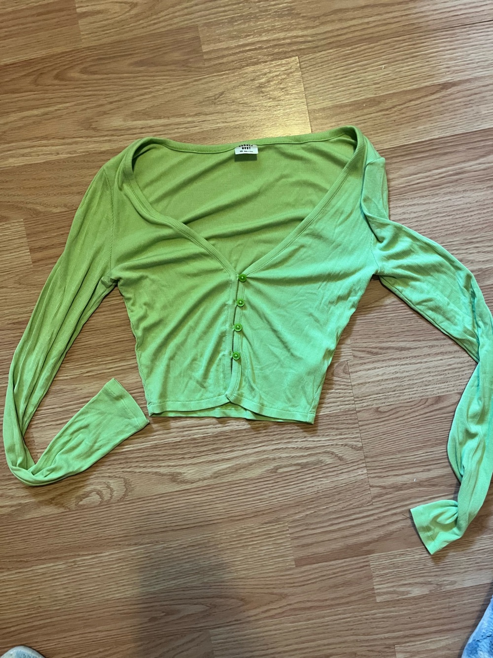 SUNDAY BEST-ARITZIA Women's Lime Green Button-Front Long Sleeve Top
